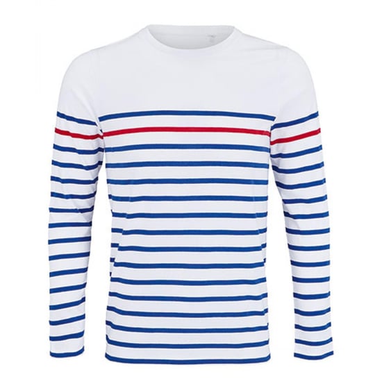 SOLS Heren Matelot Gestreept T-shirt Met Lange Mouwen (Wit/Royaalblauw/Rood) - Image 1