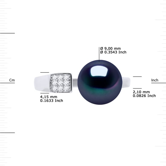 Ring Adjustable Freshwater Pearl Jewelry 9-10mm Black 925