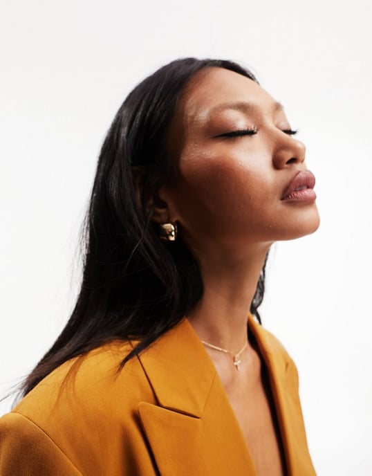 ASOS DESIGN new perfect long line shape blazer in honey brown