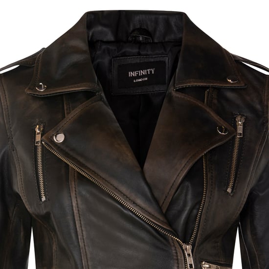 Womens Leather Brando Biker Jacket-Loddon