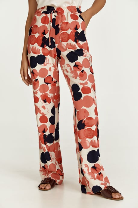Apricot Print Linen Style Wide Leg Pants