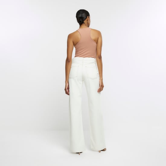 River Island Womens Straight Leg Jeans Ecru High Waisted Relaxed