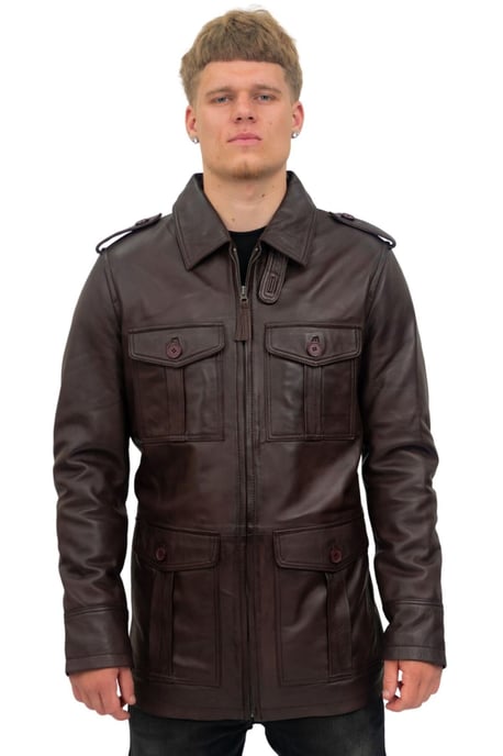 Mens Leather Parka Safari Coat-Mesa Verde