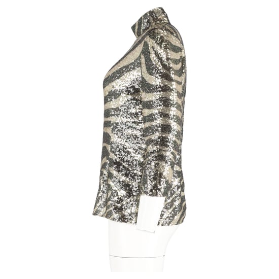 Dolce & Gabbana Zebra Print Turtleneck Top in Multicolor Sequins - Image 5