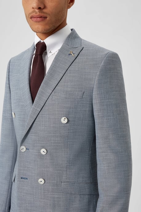 Casper Slim Fit Blue Double Breasted Blazer