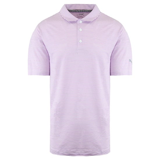 Puma DryCell Short Sleeve Stripe Pink Mens Caddle Polo Shirt 595115 17
