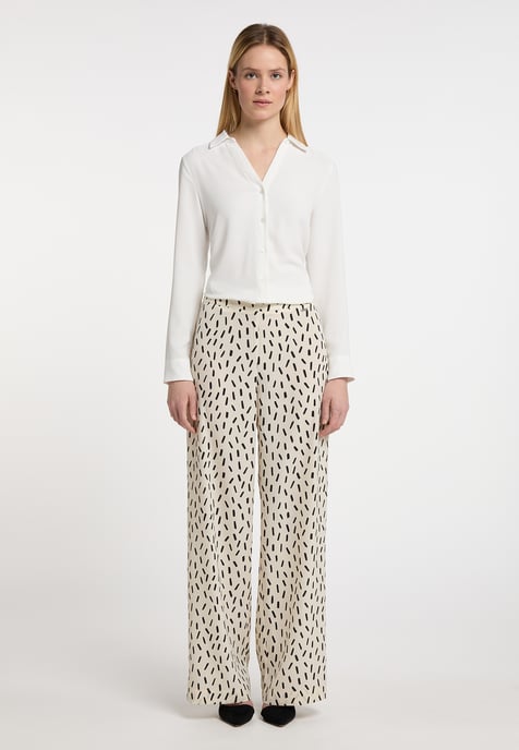 Dreimaster Stof broek Dames wol wit zwart - Image 2