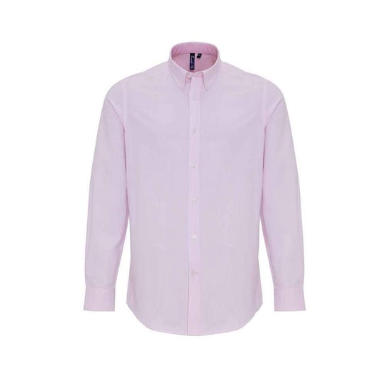 Premier Heren Gestreept Oxford Overhemd Met Lange Mouwen (Wit/Roze) - Image 1