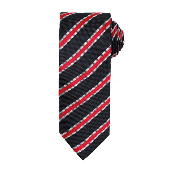 Premier Heren Wafelstrook Formele zakelijke stropdas (Zwart/Rood) - Image 1