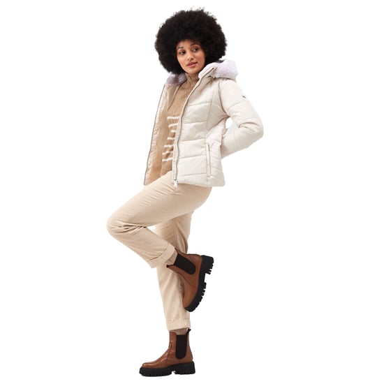Regatta Womens/Ladies Wildrose Baffled Padded Hooded Jacket (Light Vanilla)