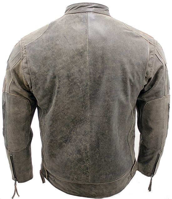 Leather racing biker motorcycle jacket with zipper