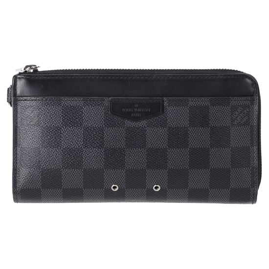 Louis Vuitton Dragonne Zippy Damier Portemonnee in Zwart Gecoat Canvas - Image 1