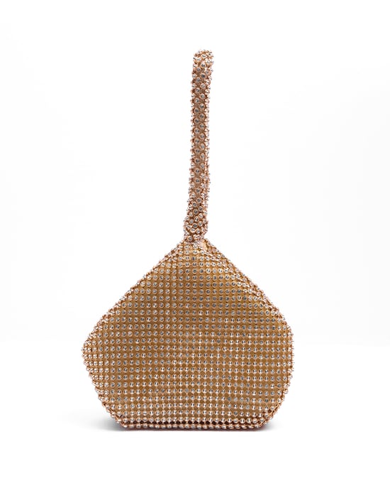 Where's That From Womens Diamante Mini Chainmail Pouch Bag In Rose Gold