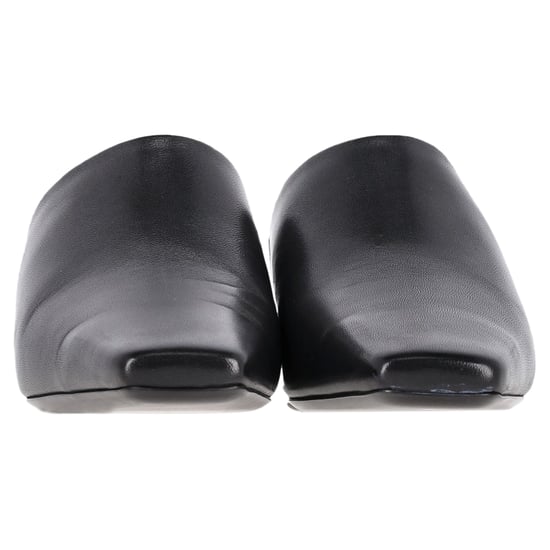 Balenciaga Typo Chrome Hak Slides in Zwart Leer - Image 3