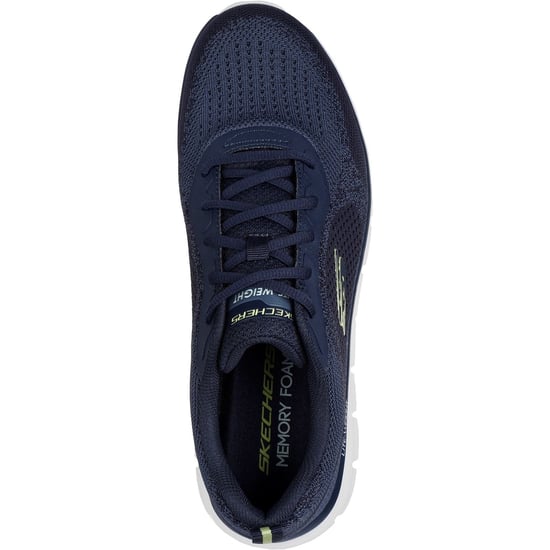 Skechers Track Glendor Polyester Heren Navy/Lime Trainers - Image 3