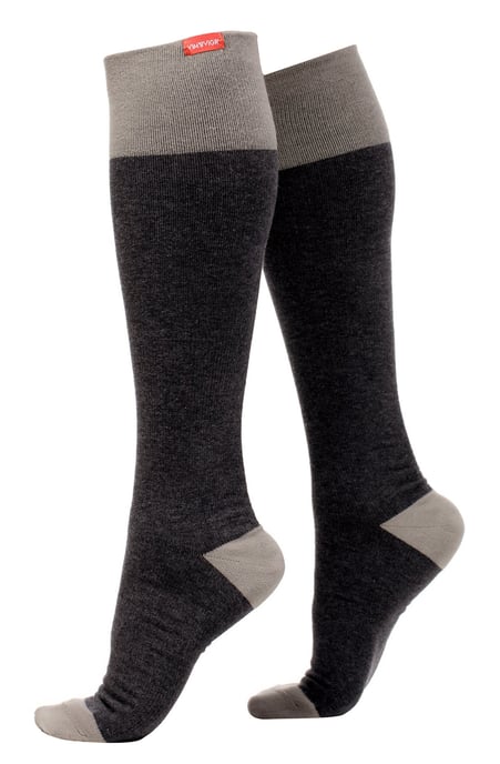Brede katoenen 20-30 mmhg gegradueerde compressiesokken - Donker & Lichtgrijs - Image 1