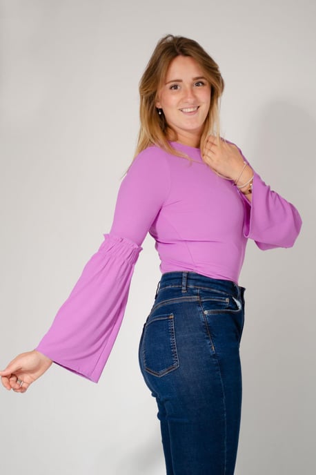 Ribbed Trumpet Sleeve Top