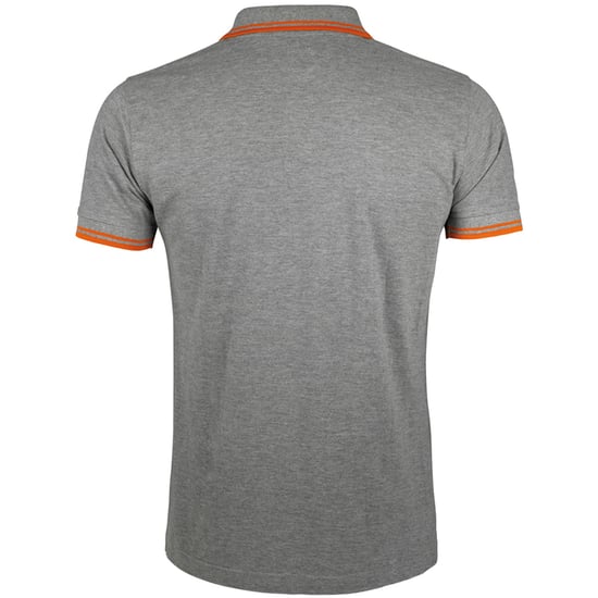 SOLS Mens Pasadena Tipped Short Sleeve Pique Polo Shirt (Grey Marl/Orange)