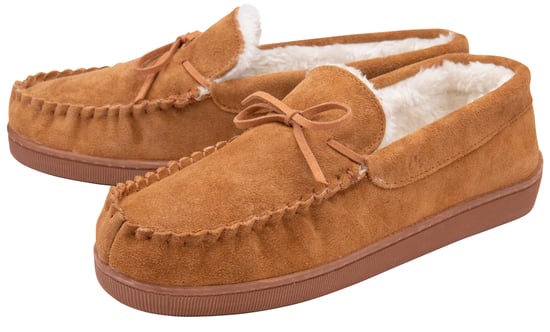 DUNLOP - Heren Echt Suède Leren Fleece Gevoerde Moccasin Slippers (9, Donkerbruin) - Image 1