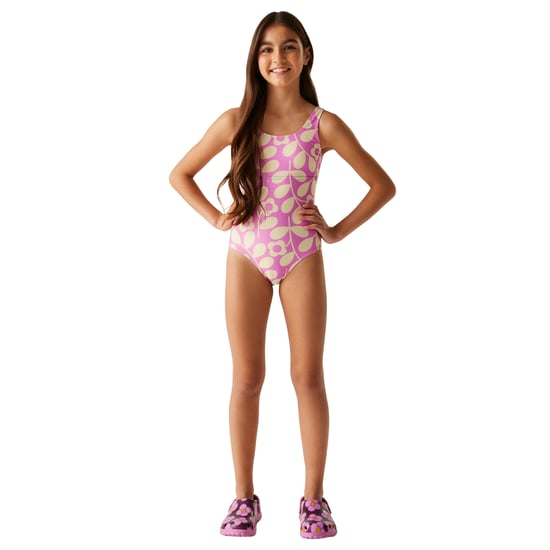 Regatta Meisjes Orla Kiely Jasmine Bloem Eèndelig Zwempak (Lila/Crème) - Image 3
