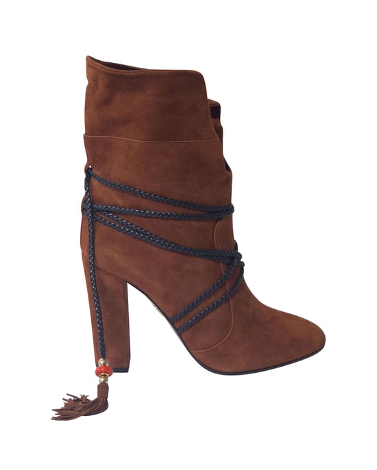 Aquazzura Moonshine Laarzen met Strik in Bruin Suède - Image 1