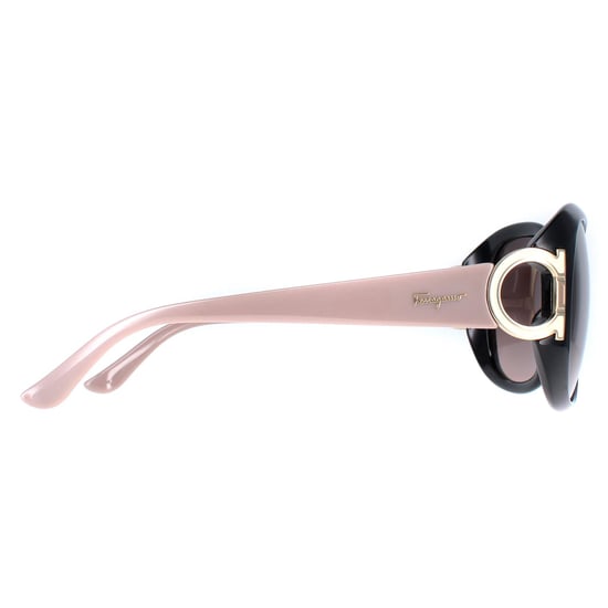 Salvatore Ferragamo Oval Womens Black Taupe Brown Gradient SF668