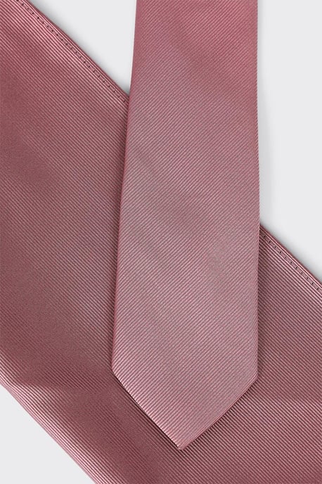 Slim Rose Pink Tie And Pocket Square Set - Image 4