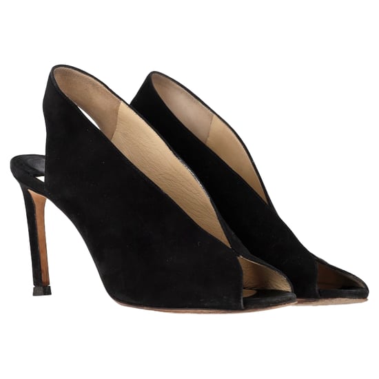 Jimmy Choo Shar 85 Peep-Toe Slingback Pumps in Black Suede - Image 3