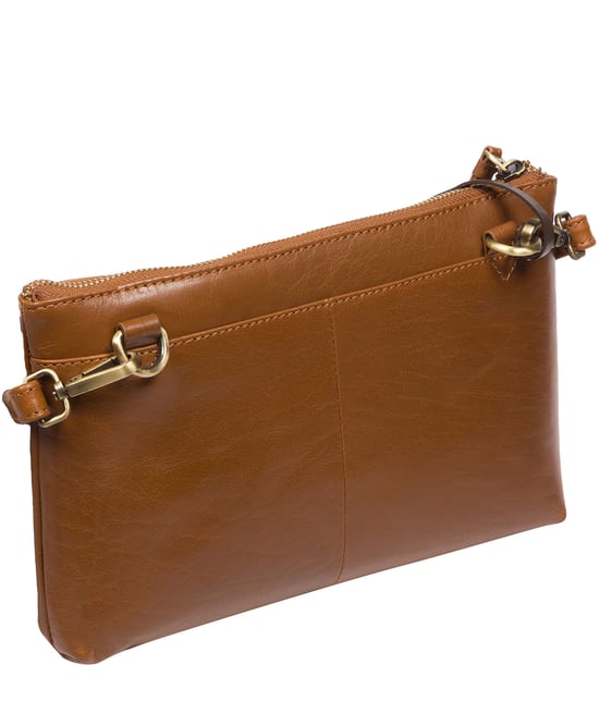 'Minnow' Dark Tan Leather Cross Body Clutch Bag