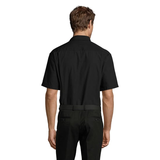 SOLS Heren Bristol Poplin Overhemd met Korte Mouwen (Zwart) - Image 2