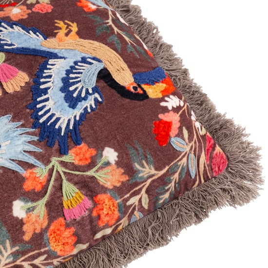 Wylder Mirrored Toucan Embroidered Polyester Filled Cushion