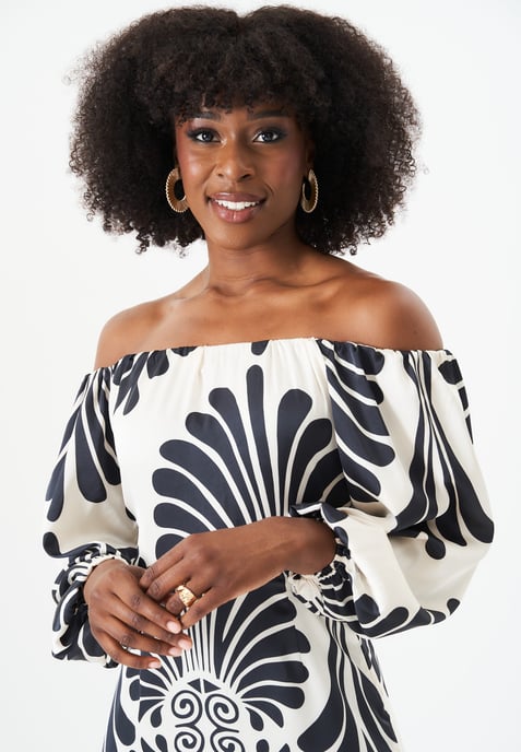 Bardot Mono Print Maxi-jurk - Image 2