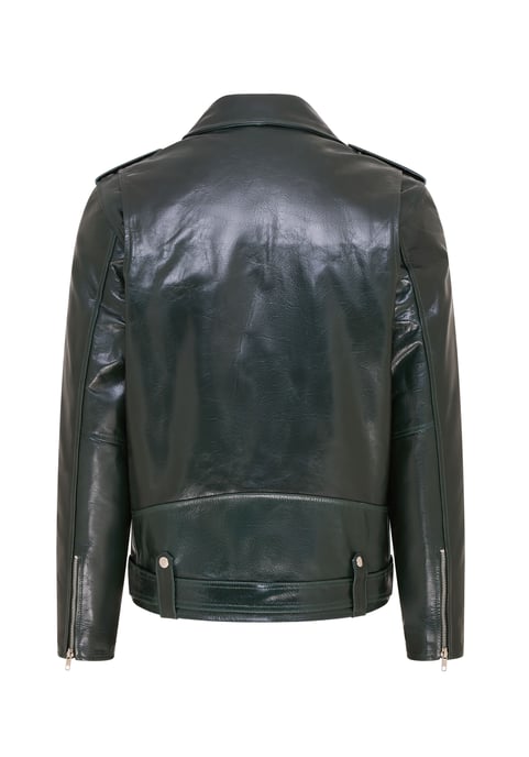 Mens Cow-Hide Leather Green Biker Brando Jacket - Pargas