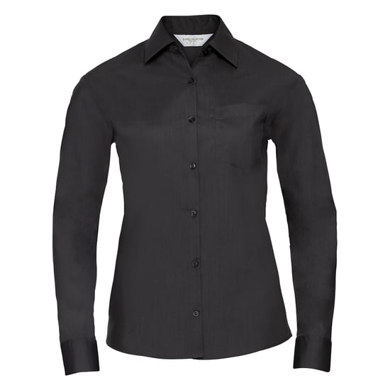 Russell Collection Dames/Dames Klassiek Polycotton Easy-Care Shirt met Lange Mouwen (Zwart) - Image 1