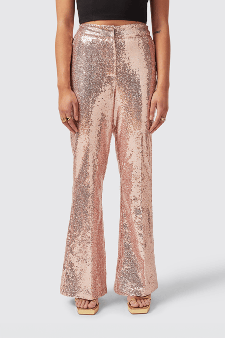 Caladium Slim Fit Pink Sequin Trouser