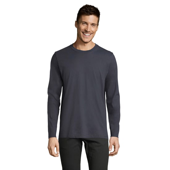 SOLS Heren Imperial Katoenen T-shirt met lange mouwen (Muis Grijs Effen) - Image 1