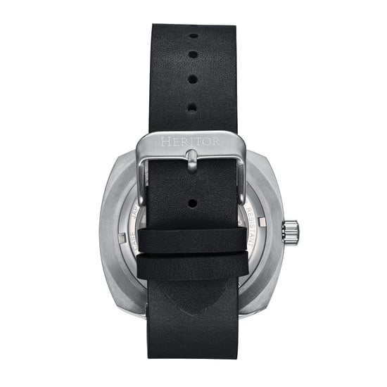 Heritor Automatic Davenport Engraved-Case Leather-Band Watch w/ Date
