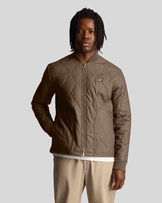 Lyle & Scott Linden kaki kort lichtgewicht jack met merknaam - Image 1