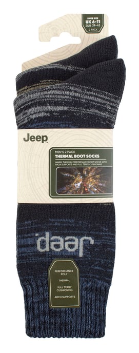Heren Thermische Wintersokken | Jeep | Dikke Geribbelde Ontwerp Warme Gebreide Boten Sokken | Chunky Prestatie Sokken - Blauw / Marine - Image 2