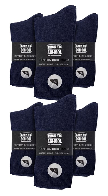 12 Paar Effen Schoolsokken Jongens & Meisjes Sok Snob - Blauw - Image 2
