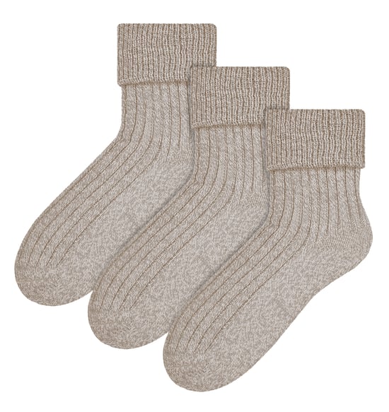 Steven - 3 Paar Dames Wol Bed Sokken | Luxe Lichtgewicht Warme Lounge Sokken - Beige - Image 1