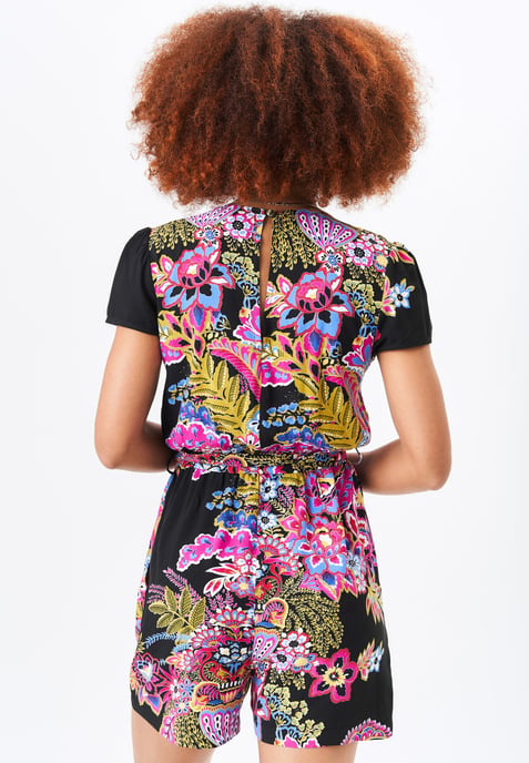 Paisley-print playsuit met overslag en riem - Image 4