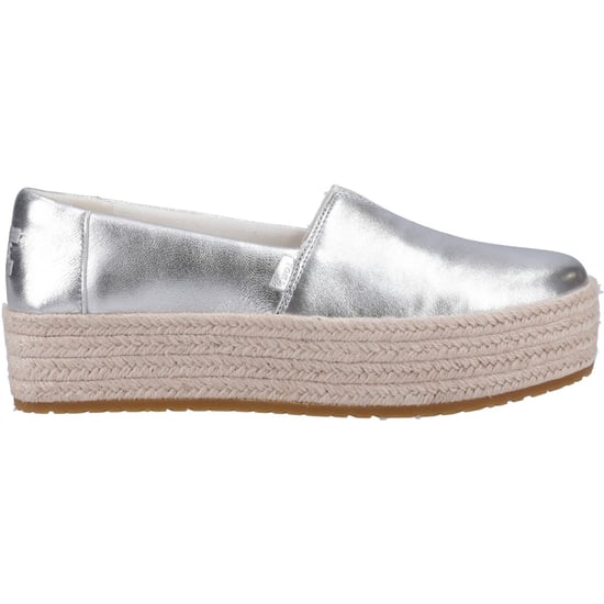 TOMS Valencia Leren Vrouwen Espadrilles Zilver - Image 5