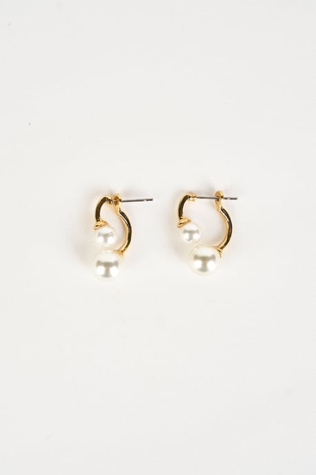 Double Pearl Earring in Gold