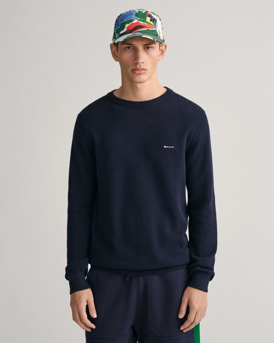 GANT Mens Cotton Pique Crew Neck Jumper