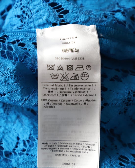 Valentino Garavani Lace T-shirt in Blue Cotton