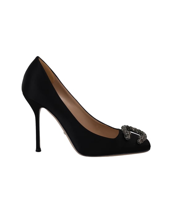 Gucci Dionysus Versierde Pumps in Zwart Satijn - Image 1
