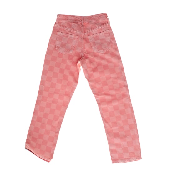 Straight jeans with checkered pattern 484105 girls