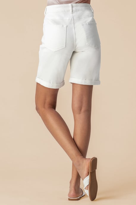 Turned Hem Denim Stretch Shorts