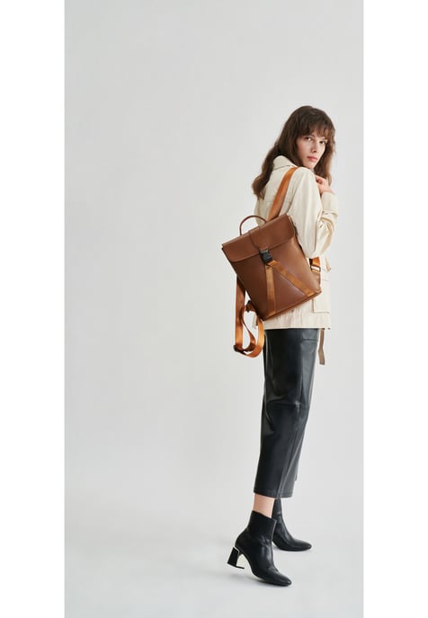Smooth Leather Buckle Backpack